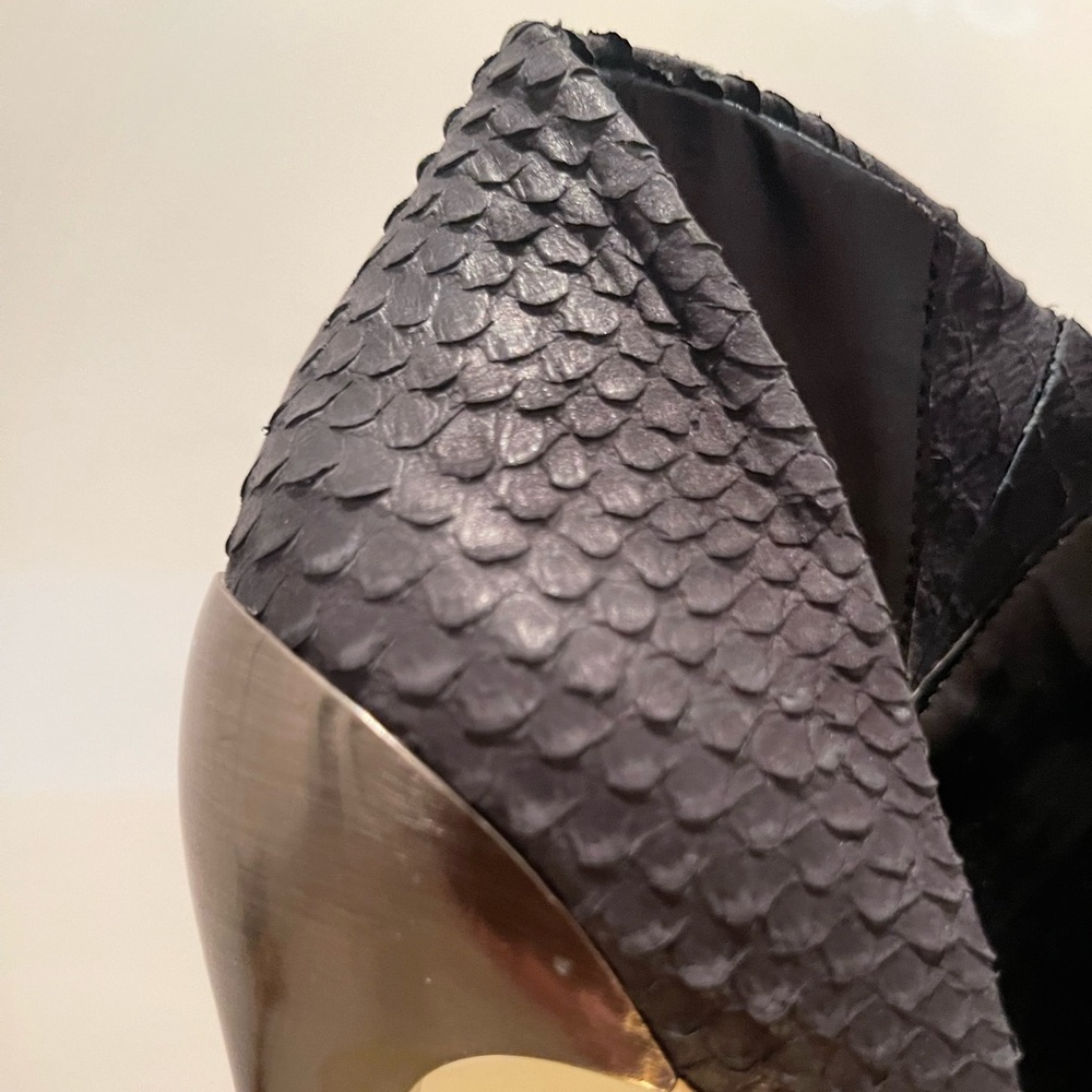 Bcbg Maxazria Python Open Toe Platform Heel Booti… - image 5